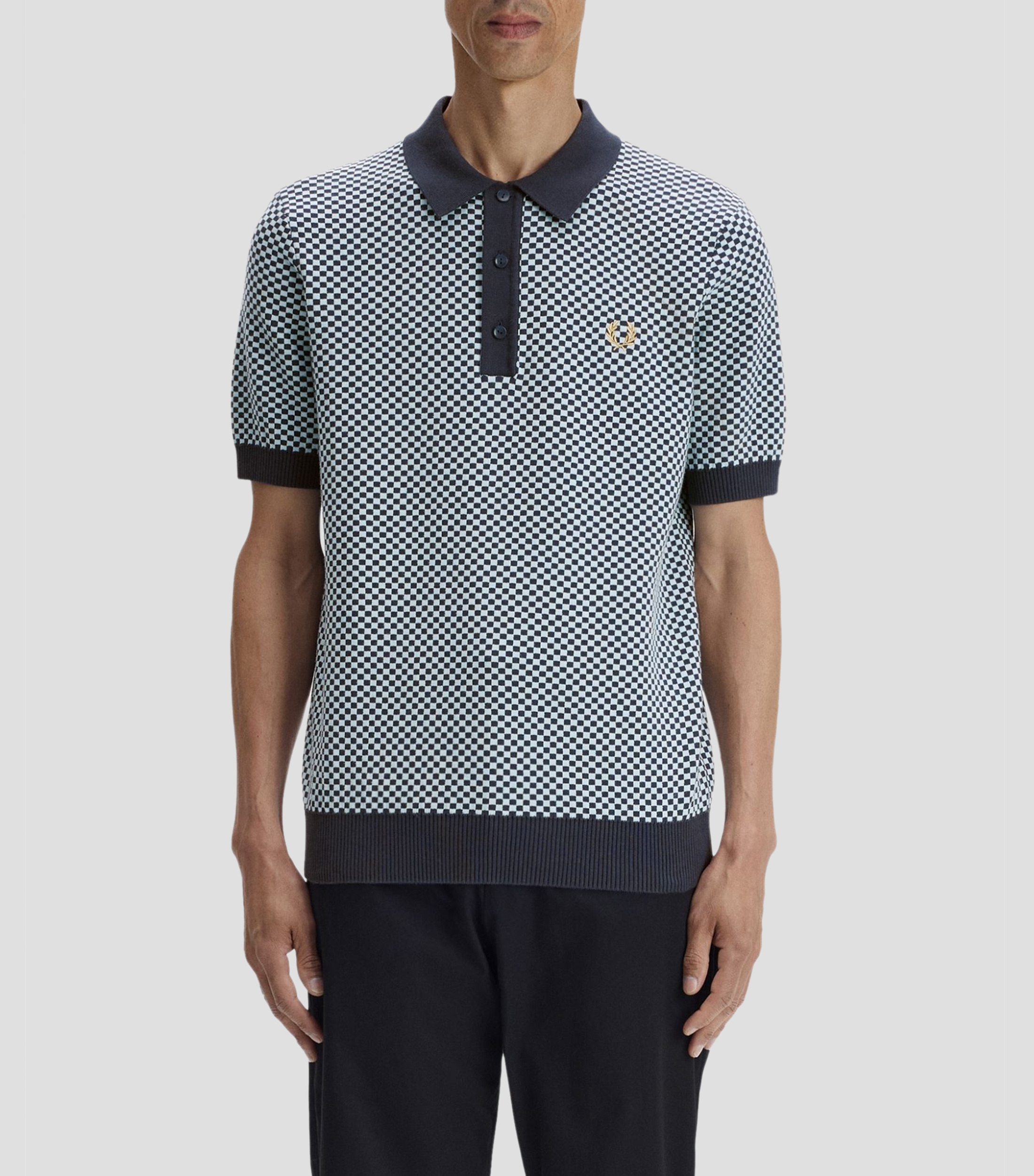 Playera tipo polo manga corta cuadros Hombre